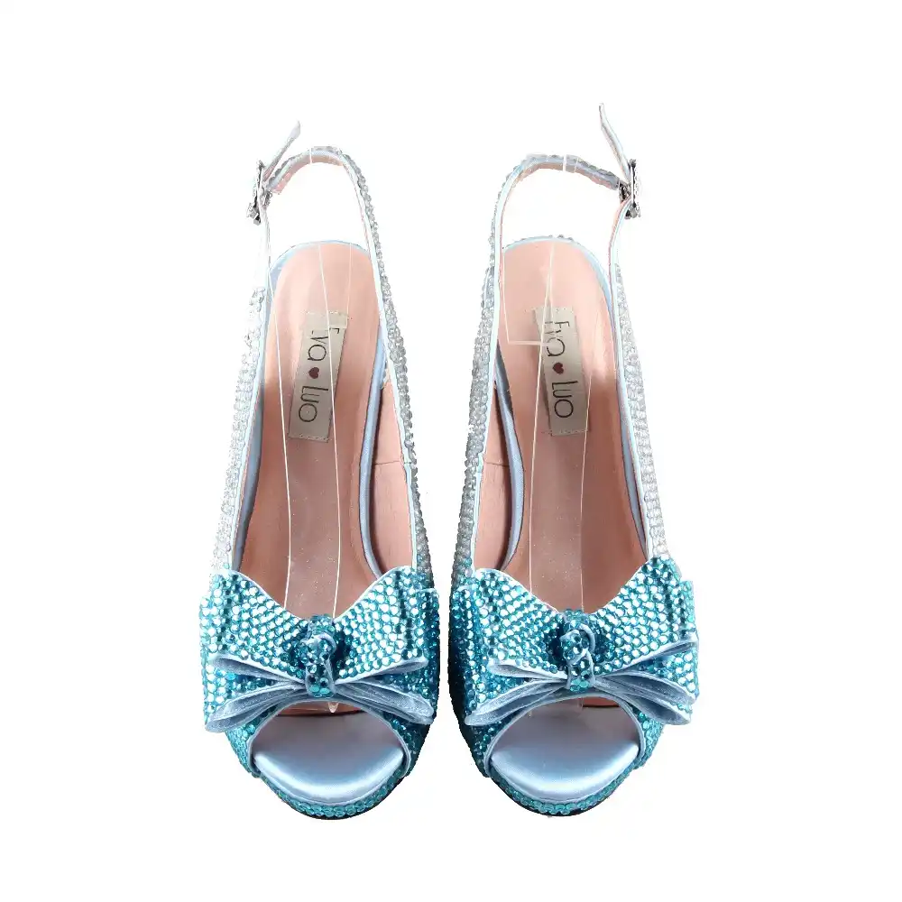 Bs959 Dhl Custom Handmade Powder Blue Crystal Bow Shoes With Bs959 Dhl Custom Handmade Powder Blue Crystal Bow Shoes With