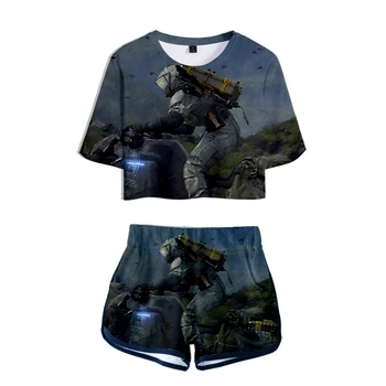 

Death Stranding Science fiction game comfortable Two-piece Fashion Summer Umbilical Shirt Women's Casual Cool Summer Fashion Set
