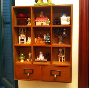 

Free shiping Wooden Storage Cabinet With Drawers For Drinkware Or Cosmetics 42.5*9.5*33CM