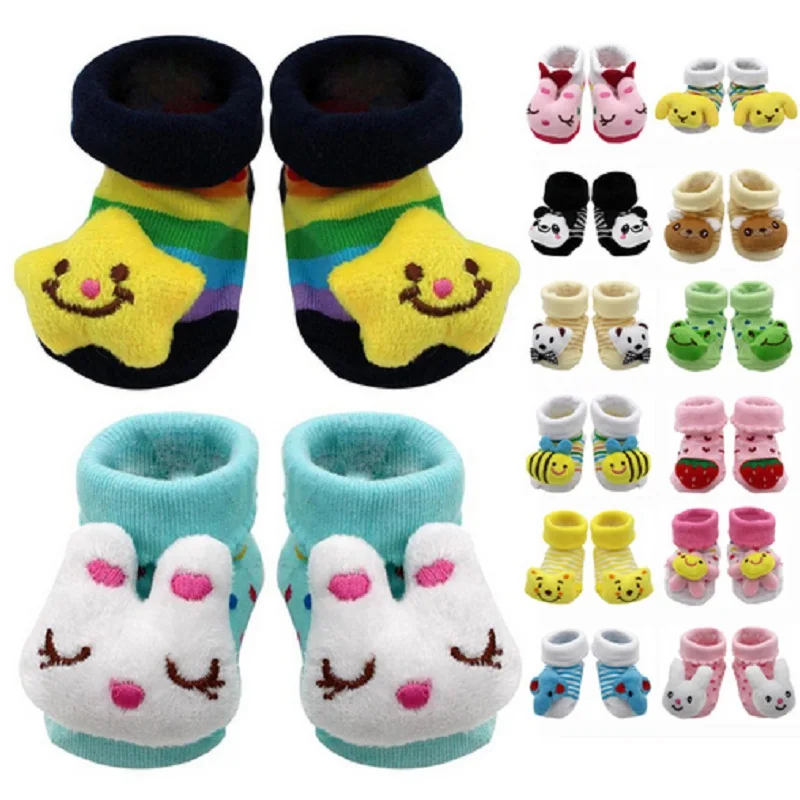 

1 Pair Newborn Baby Socks Cotton Baby Toddler Socks For Newborns Gift Animal Lot Anti Slip With Rubber Soles For Child Boy Girl