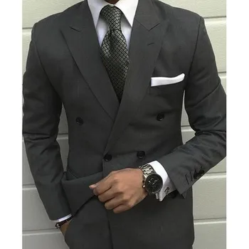 

2018 Latest kingsman Smoking Grey Jackets men wedding suit Prom Tuxedo Slim Fit 2 Pieces Custom Groom mens suits terno masculin