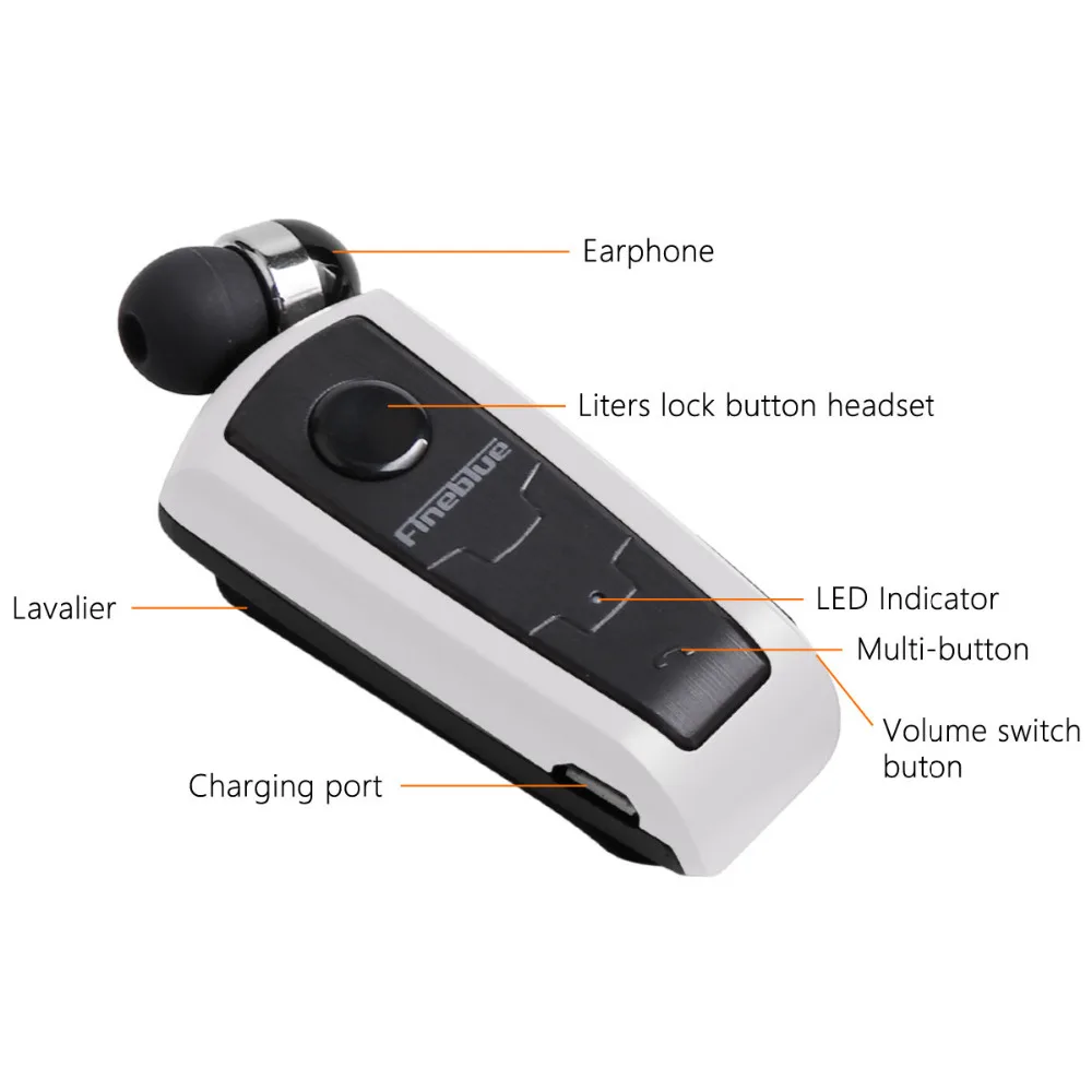 Fineblue F910  Wireless Bluetooth Earphone Mini Neck Clip Telescopic Business Earphone Vibration Wear Clip Stereo Sport Earphone