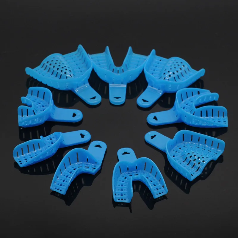 

Dental Lab Supplies 9Pcs/set Blue Plastic Impression Trays Denture Instrument