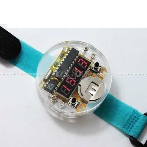 

Digital Tube DIY kit LED Digital Watch Electronic Clock Kit Microcontroller MCU watch With Transparent Cover TIME Wristwatch