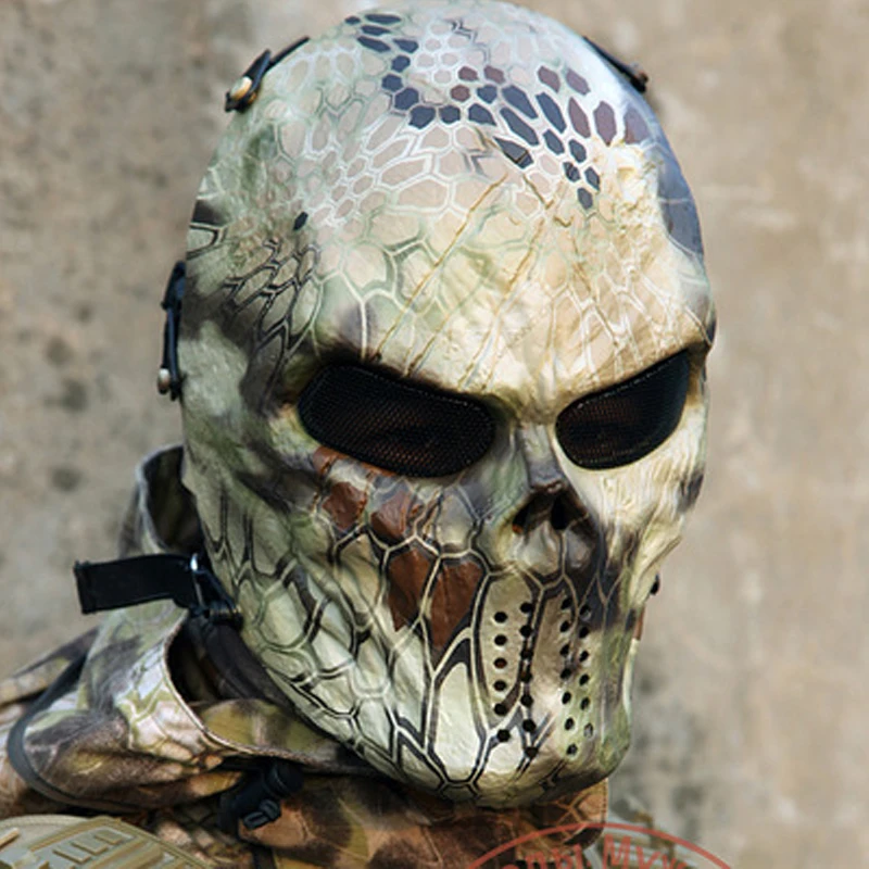 

3D Devil Safety Protective Tactical Military Mask Armed Forces Python Pattern Protection Face Shield Halloween Gift Horror Mask