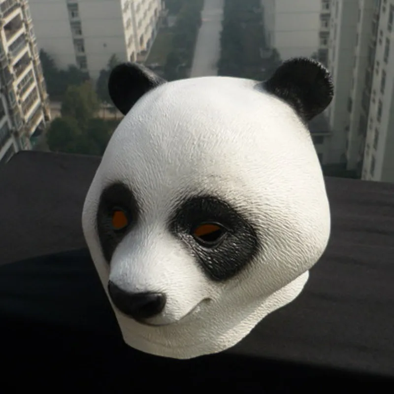 Смешная латексная маска панды с головой животного, маскарадные маски для косплея