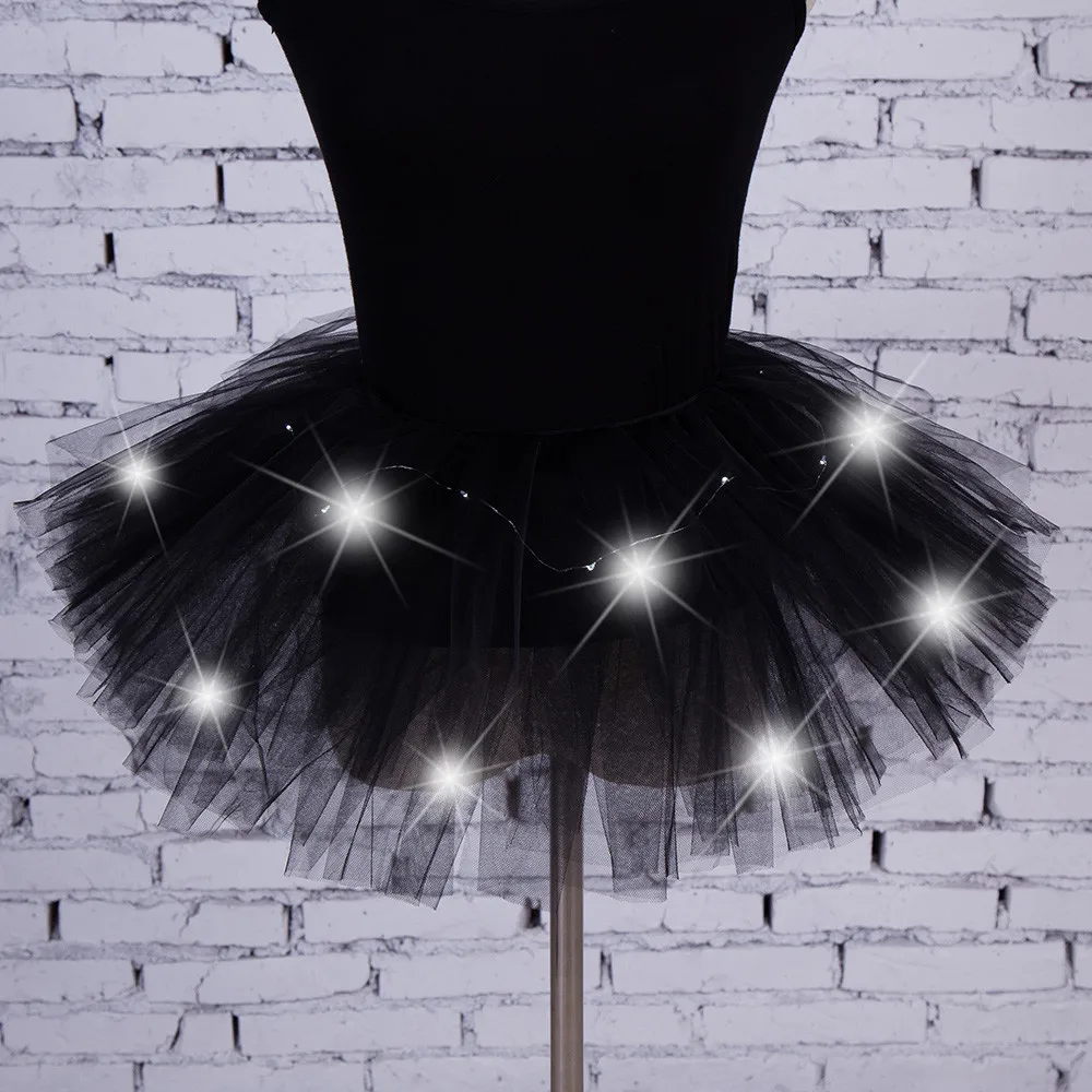 Юбка женская черно-белая юбки 5 слоев юбка из прозрачной ткани принцесса с светодиодная маленькая лампочка юбки ropa adolescente mujer-30
