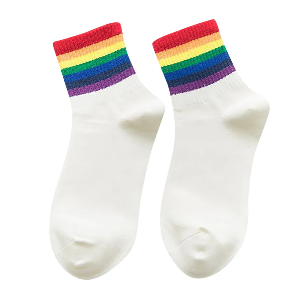 

Winter New Unisex Socks Cotton Rainbow Striped Socks Xmas Fashion Warm Chrismas Casual Hipster hosieryyl