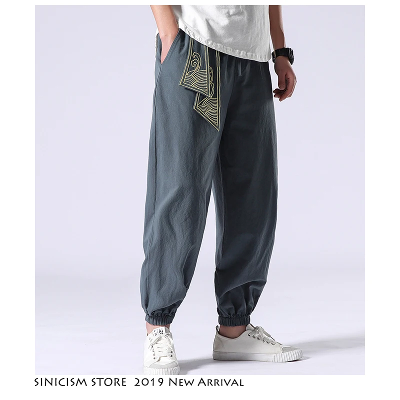 

Sinicism Store Men Streetwear Harem Joggers 2019 Mens Hip Hop Track SweatPants Male Linen Loose Section Men Pants Fashions