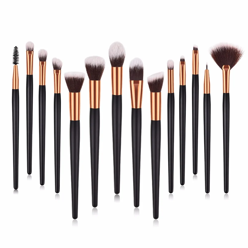 14 PIECE Black Makeup Brushes Set Face Foundation Powder Blush Contour Eye Shadow Lipstick Cosmetic Beauty Make-up Brush Kit (3)