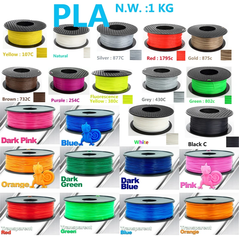 عالية intensit pla خيوط 3d طابعة خيوط USA الطبيعي الخام المواد pla 1.75 3d البلاستيك خيوط 1 كجم impressora 3d خيوط