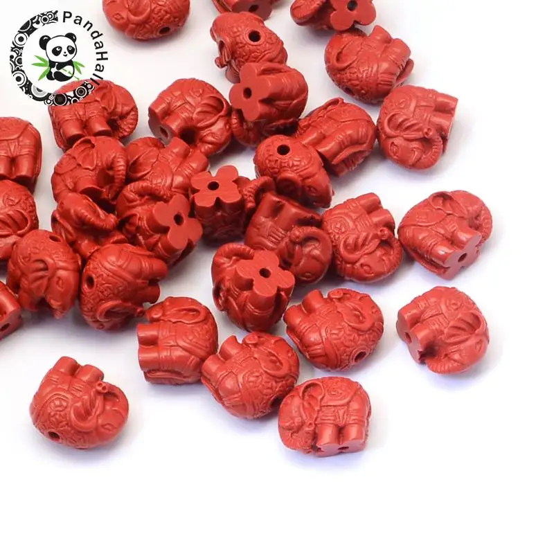 100 шт. резные бусины Cinnabar в виде слона бусины-разделители форме китайского узла
