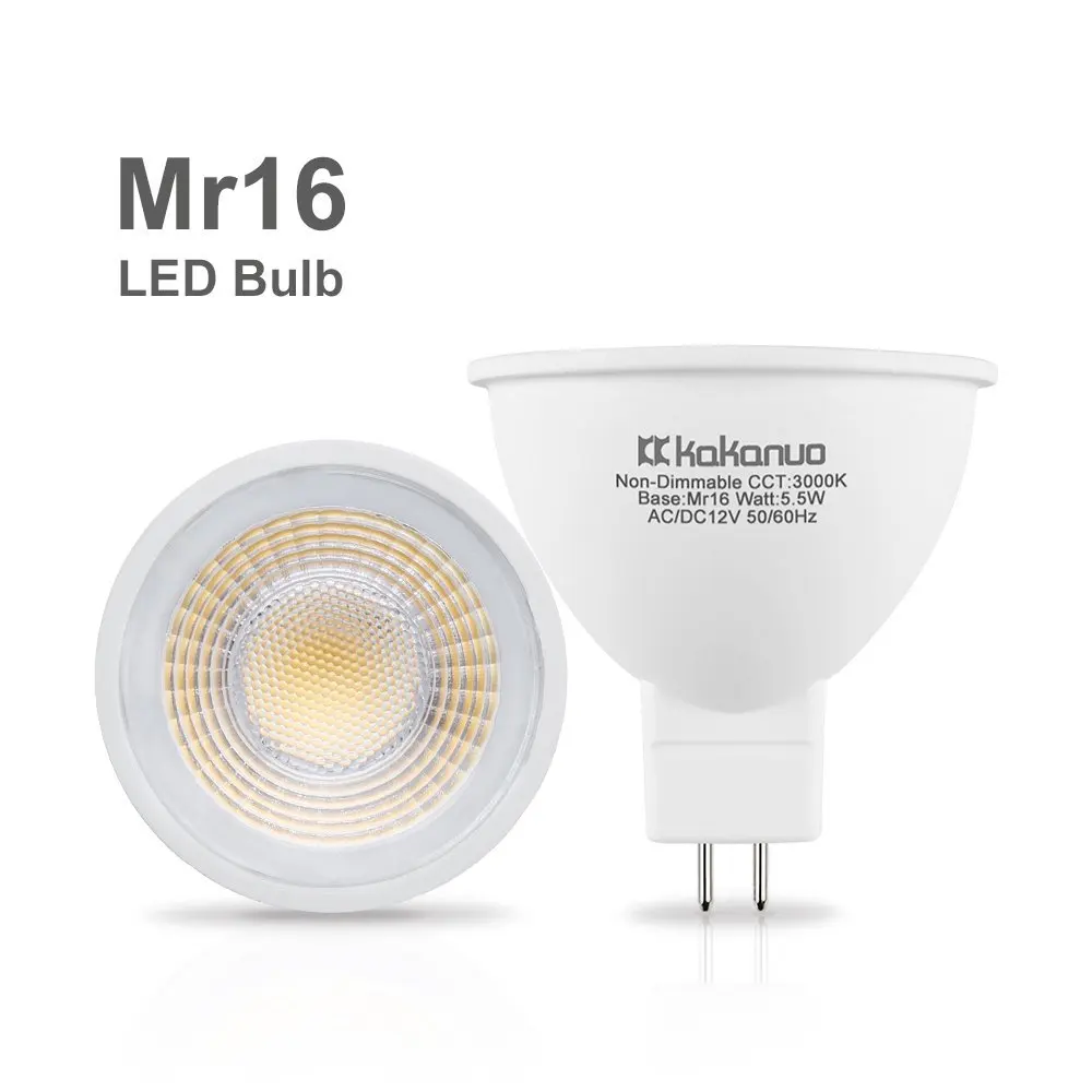 Kakanuo Gu5.3 LED Bulb MR16 5.5W Equivalent 55Watt Halogen Bulb 450Lumens AC/DC 12V Non dimmable