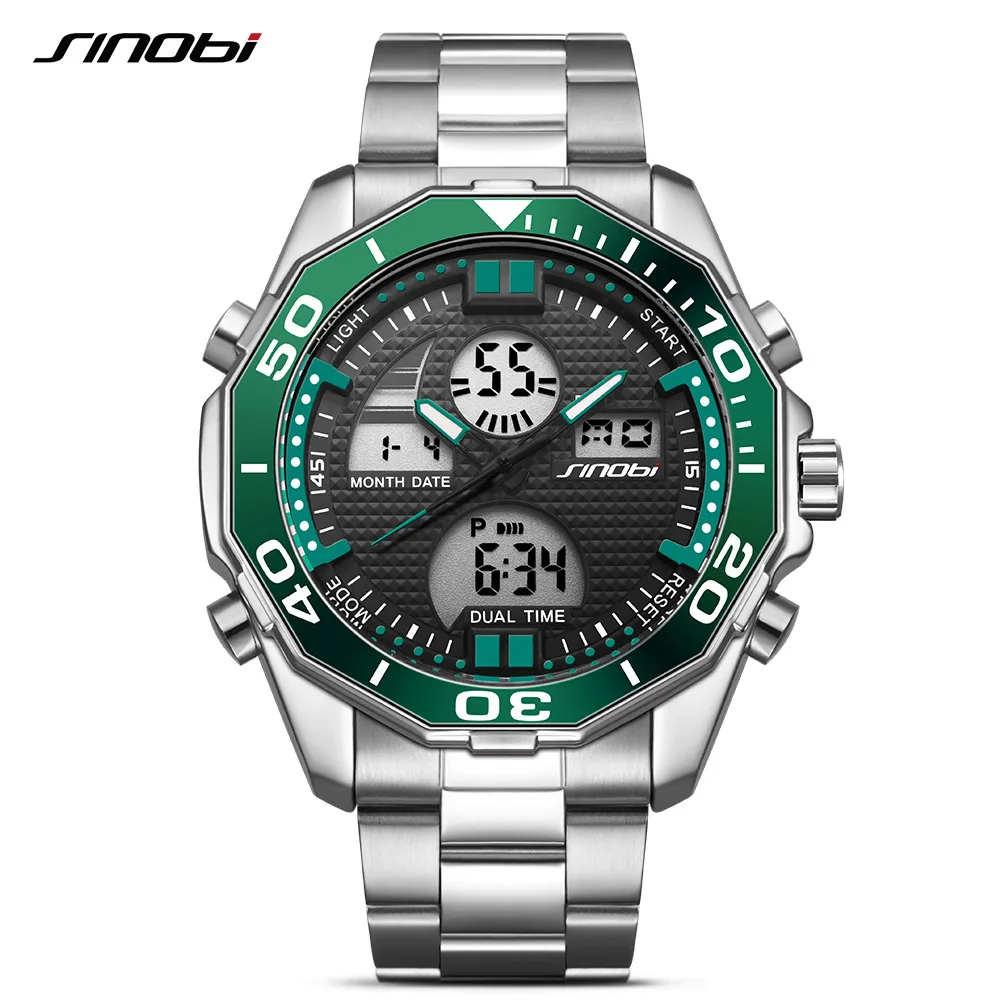 

SINOBI Top Brand Luxury Watch Men Fashion Casual Sport Wristwatch Dual Digital Watches Clock Military Business Relogio Masculino
