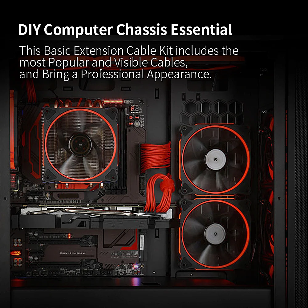 Комплект базового удлинительного кабеля питания TISHRIC 4 в 1 ATX 24Pin EPS + 4Pin PCI E 6 2Pin 6Pin