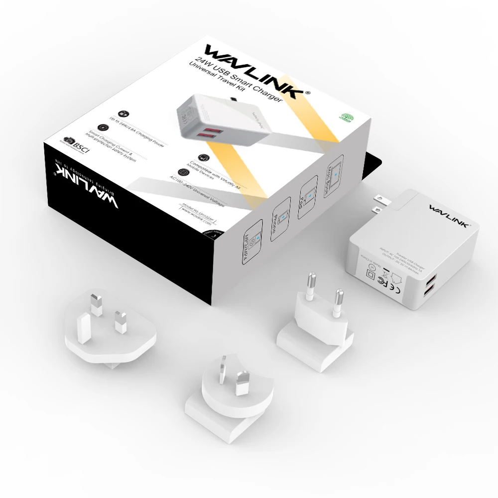 Wavlink 2/4 порт универсальный USB зарядное устройство адаптер 24 Вт 4.8A Портативный