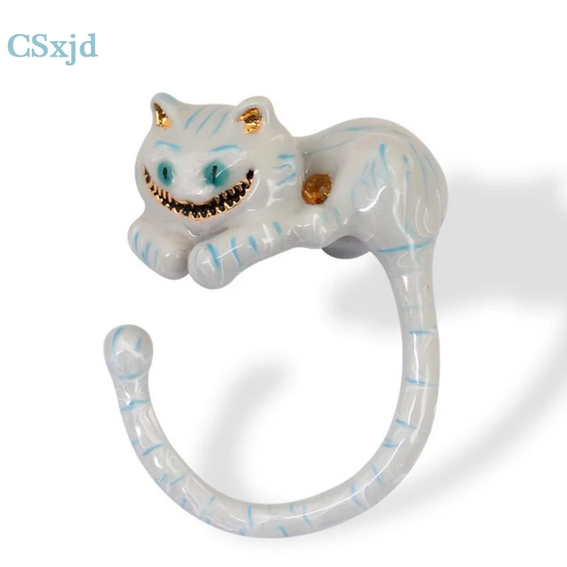

CSxjd Luxury exquisite Cute Cat enamel rings fashion hyperbole ring