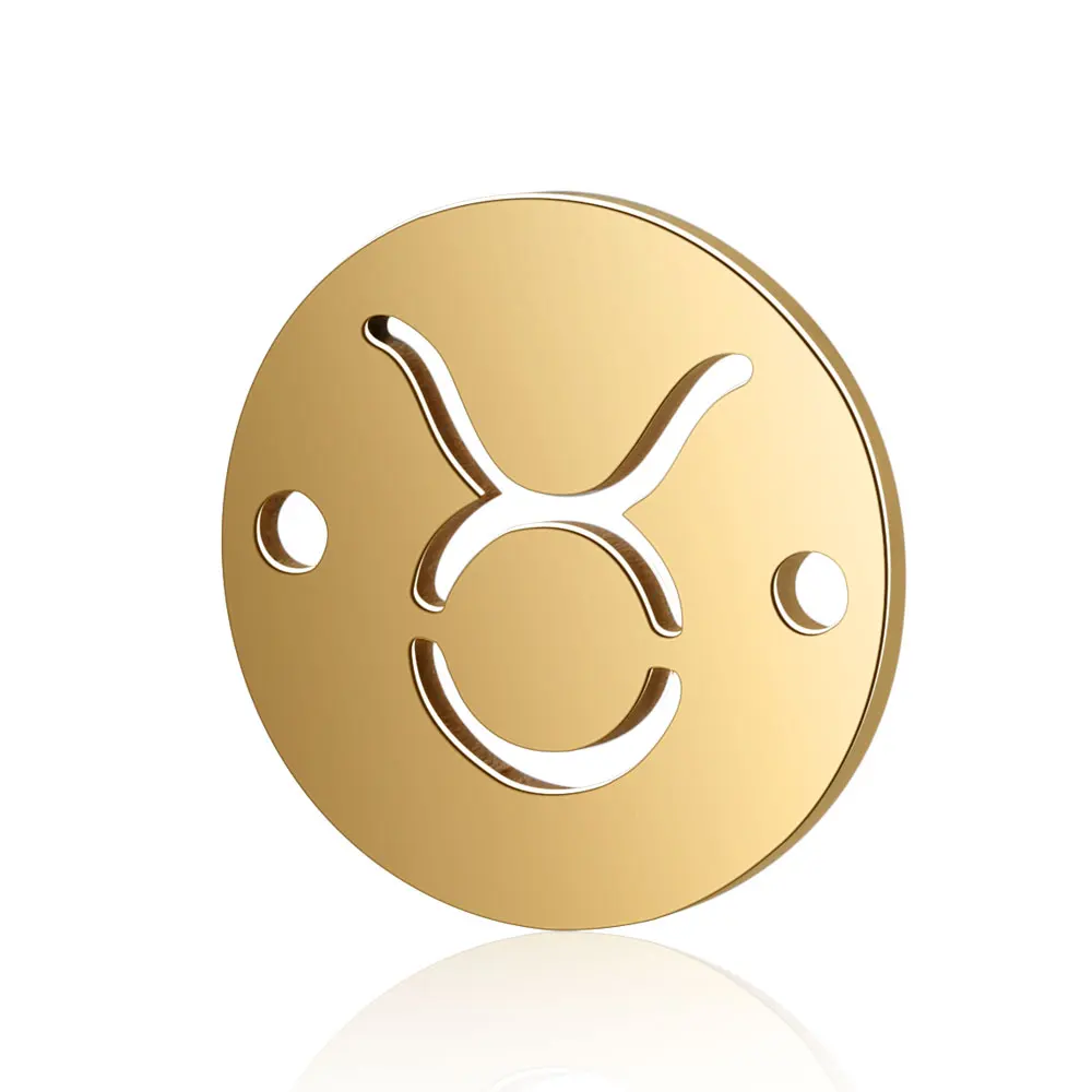 12mm Zodiac Signs Gold Round Zodiac Charms Stainless Steel -  Israel