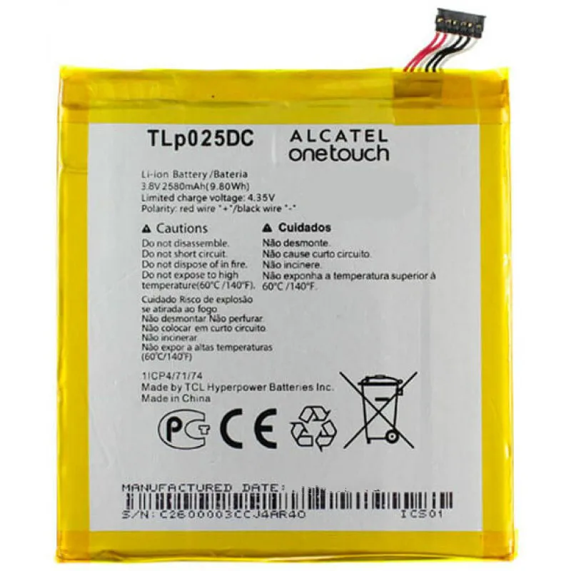 Аккумулятор 2580 мАч для Alcatel Pixi 4 6 0 OT 9001A 9001X 9001D 8050D OT-8050 TLp025DC Мобильный телефон