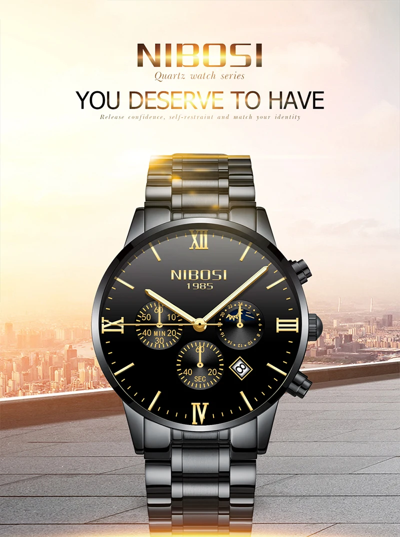 NIBOSI Dress Watch Men Gold 2018 Luxury Brand Men's Watch Waterproof Stainless Steel Famous Wristwatch Man Clock Water Resistant (1)