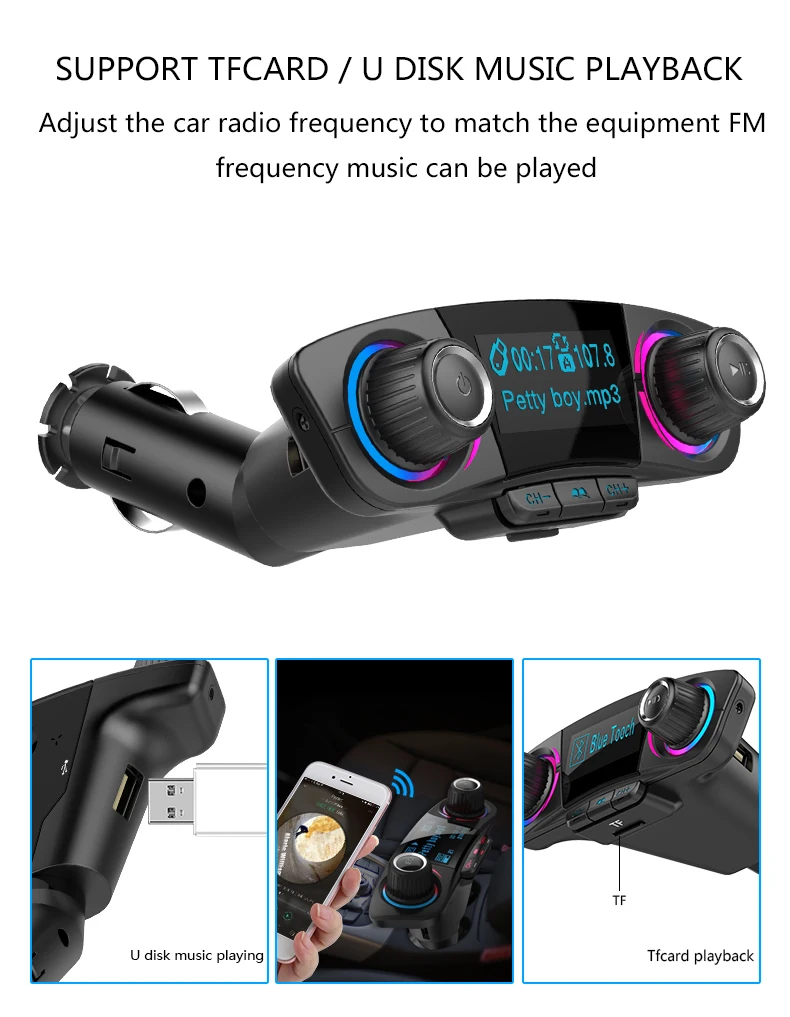 Fm-передатчик Aux модулятор Bluetooth Handsfree автомобильный комплект автомобильный аудио mp3-плеер с Умной зарядкой двойной USB Автомобильное зарядное устройство Автомобильный-Стайлинг