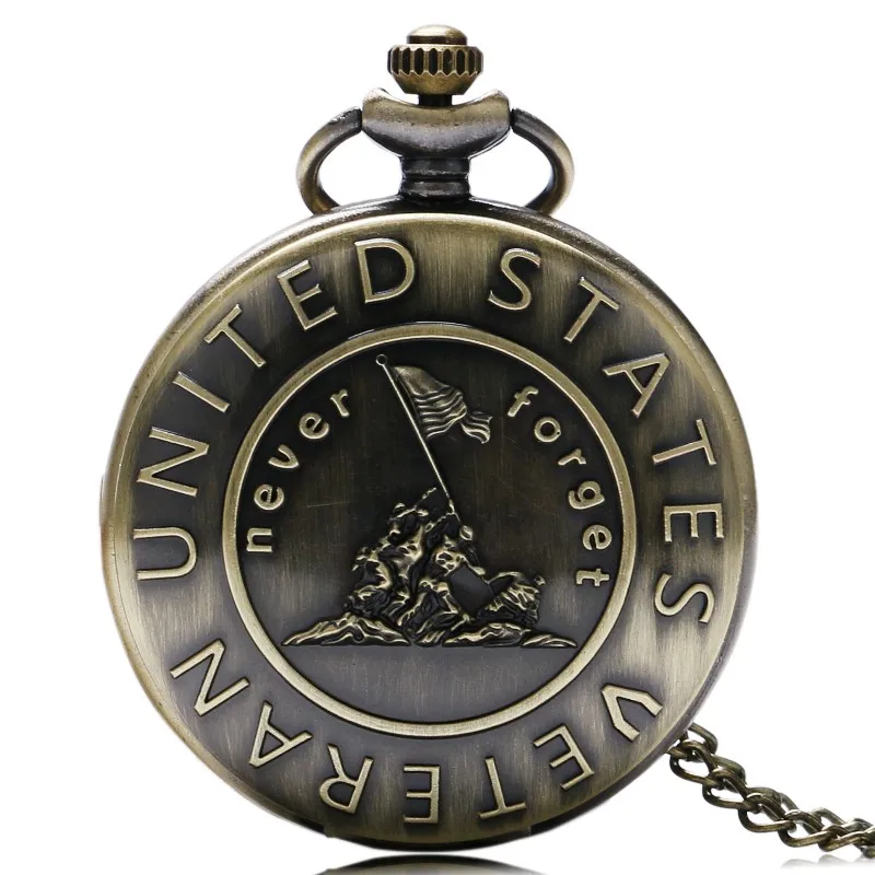 Retro Bronze U.S Department of The Army Navy Airforce Marine Corps Coast Guard 1790 Firefighter Pocket Watch Necklace Chain Gift 2018 (8)