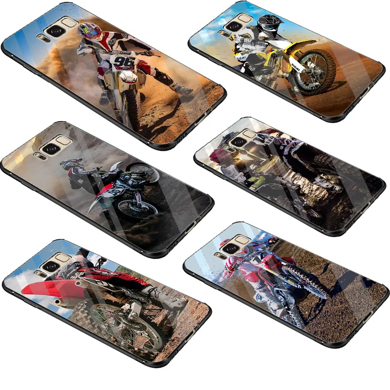 

Desxz Motocross Motorcycle Tempered Glass Case For Samsung Galaxy S7 Edge S8 S9 Plus S10 Note 8 9 Cover