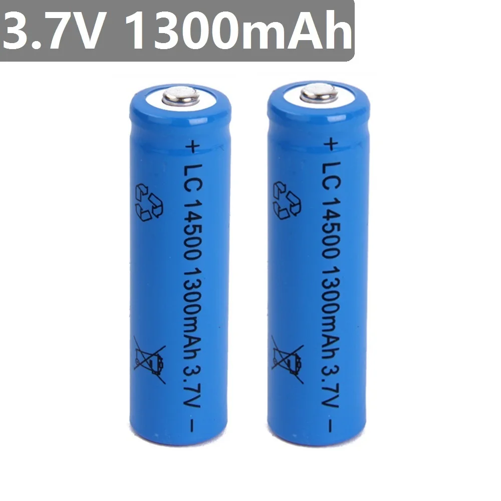 

Efficient energy 2pcs/set 14500 battery 3.7V 1300mAh rechargeable li-ion battery for Led flashlight batery litio battery Newest