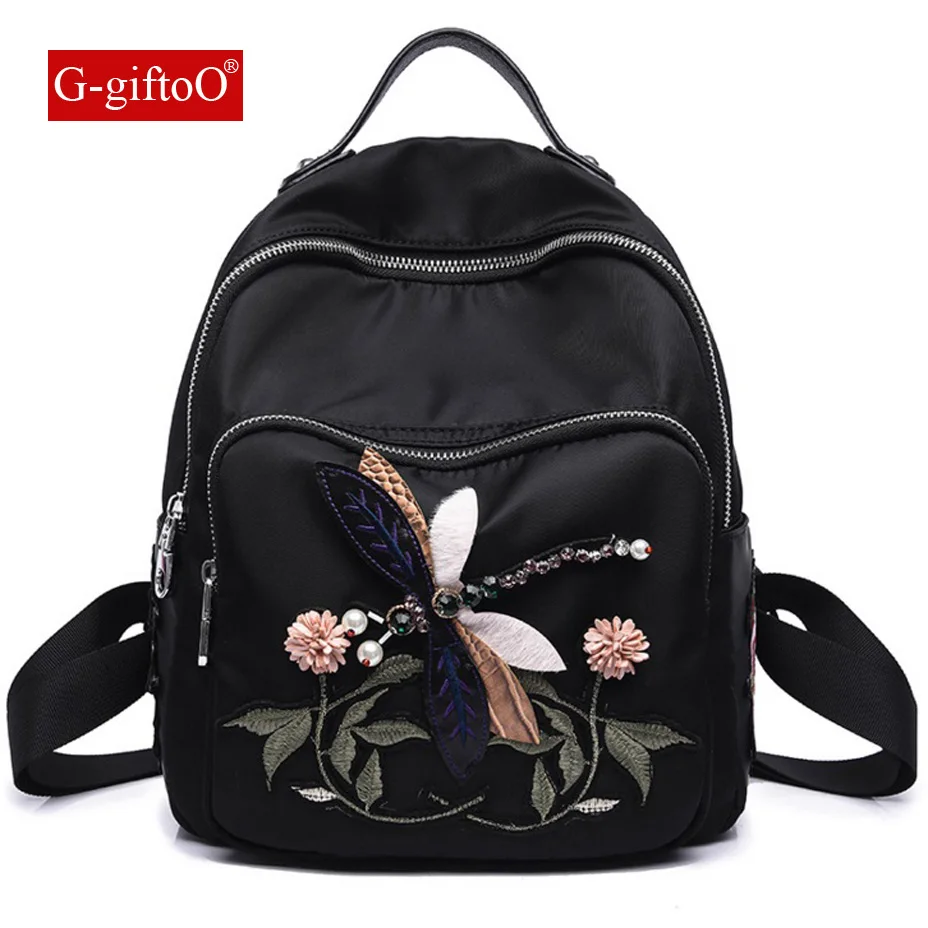 Heart Backpack Cute Women Rose Embroidery Backpacks for Teenagers Women's Travel Bags Mochilas