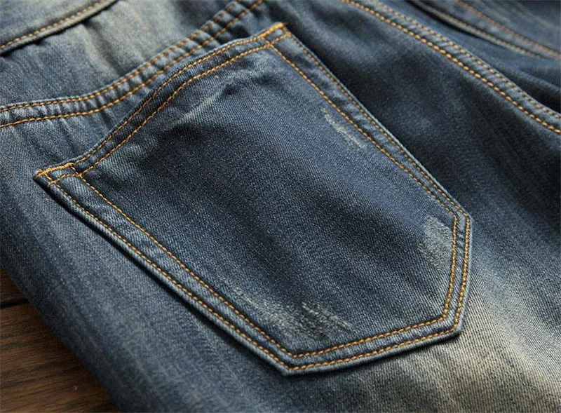 Для мужчин зимние теплые джинсы брюки с флисовой подкладкой уничтожены Рваные джинсы джинсовая проблемных байкерские джинсы уличной Для мужчин хип-хоп