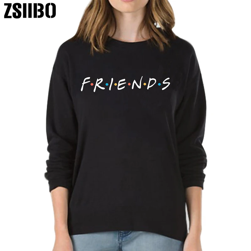 

ZSIIBO 2019 Winter Autumn Thicken FRIENDS Letter Print Women Hoodies Sweatshirt cotton Harajuku O-neck Long Sleeve Pullovers