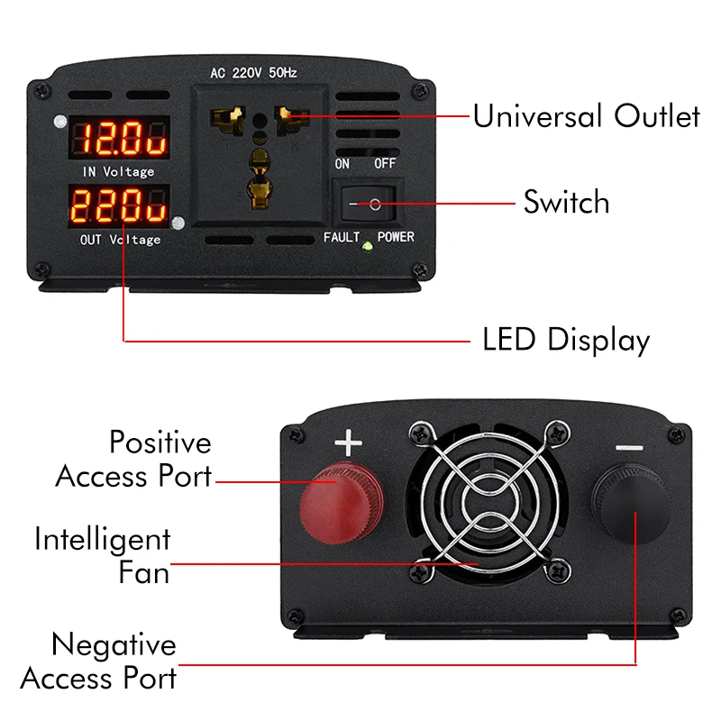 Inversor Solar de 7000W 12 V/24 V 110/220 voltaje de onda sinusoidal modificada + 2 pantalla LED ad