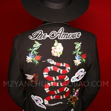 Мужской костюм певец представляет костюм клубный индивидуальный тренд мужской маг сценический костюм мужское тонкое пальто с ручной вышивкой