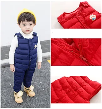 

2018 Winter Children Down Pants Outerwear Baby Boy and Girl Duck Down Pant Kids Print Warm Trousers Kids Jumpsuit 18m-5Year