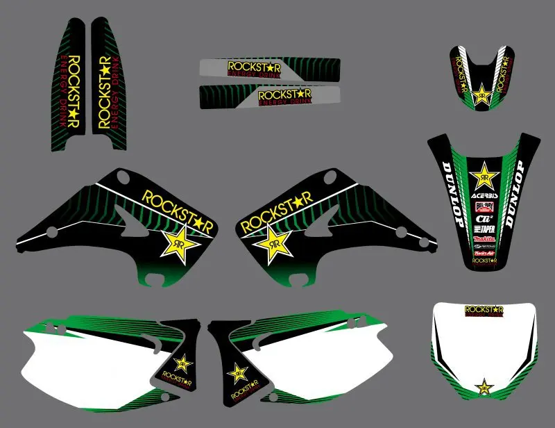 

GRAPHICS & BACKGROUNDS DECAL STICKERS Kit for Kawasaki KX125 KX250 2003 2004 2005 2006 2007 2008 2009 2010 2011 2012 KX 125 250
