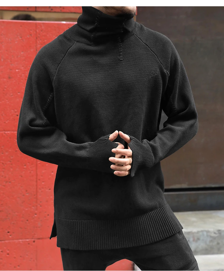 Весенний утолщенный черный мужской свитер с высоким воротом, толстые теплые повседневные пуловеры, мужской свитер с длинным рукавом в европейском стиле J774