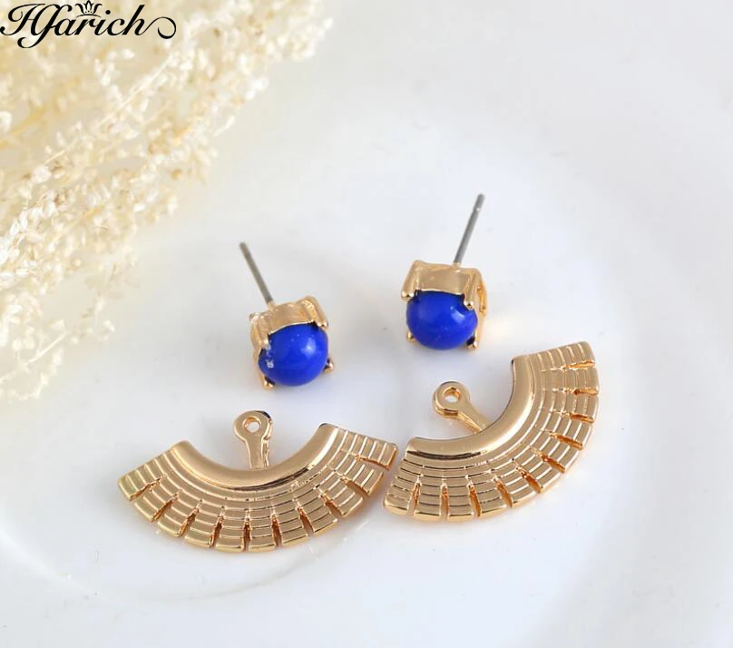 

Hfarich Crystal Tibetan Earring Jacket for Women Geometric Earrings Green Blue Stone Enthic Ear Jacket for Women