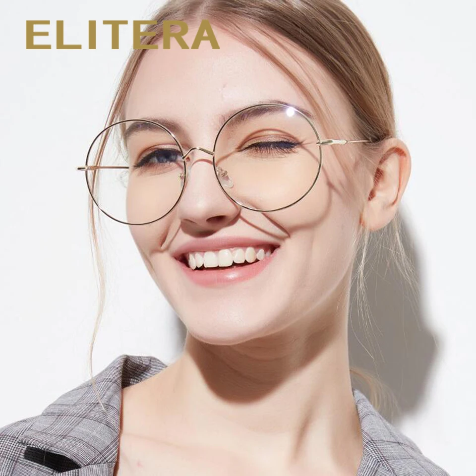 

ELITERA Men Women Eyeglasses Metal Glasses Frame Round Spectacles Clear Lens Optical Frame
