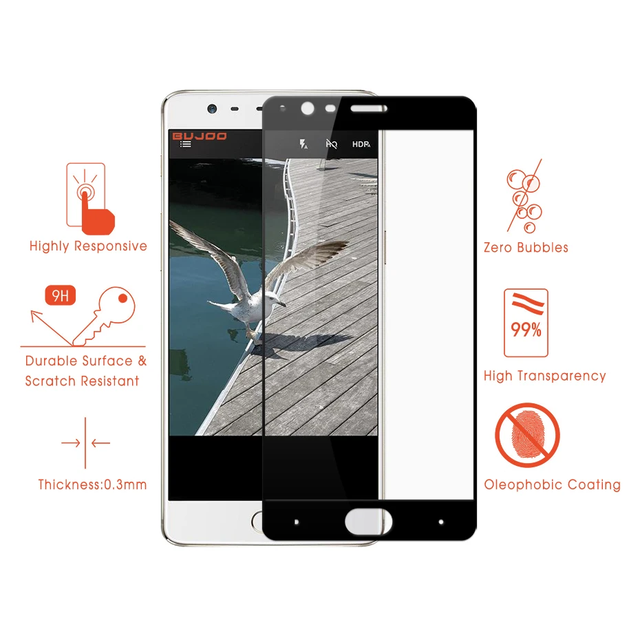 BUJOO 2.5D полное покрытие защитное закаленное стекло для OnePlus 3 3T защита экрана One Plus 3T 1+ 3 1+ 3T 0,3 мм 9H пленка