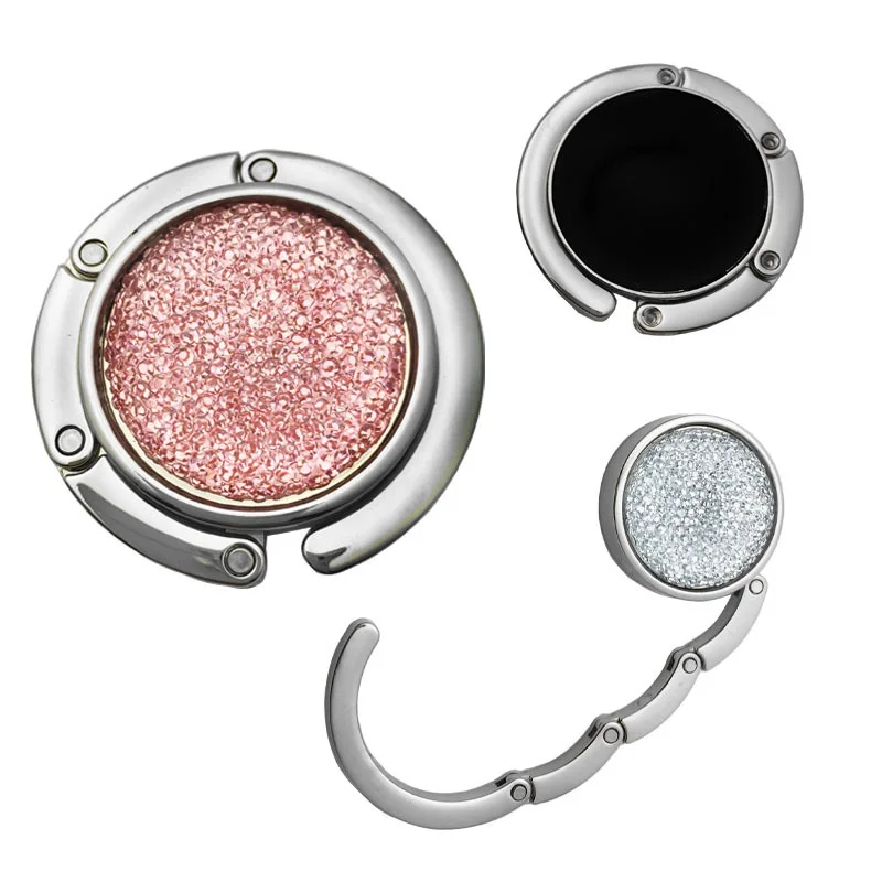

Handbag Purse Shoulder Hanger Table Hook Storage Holder Rondom Color Round Shimmery Folding