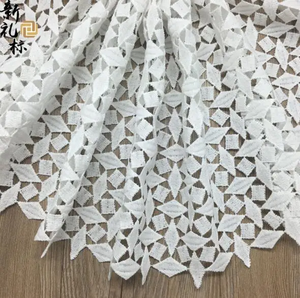 

5Yards Nigerian Lace Fabrics For Wedding White Geometry Pattern Lace Fabrics For African Parties High Quality French Lace Fabric