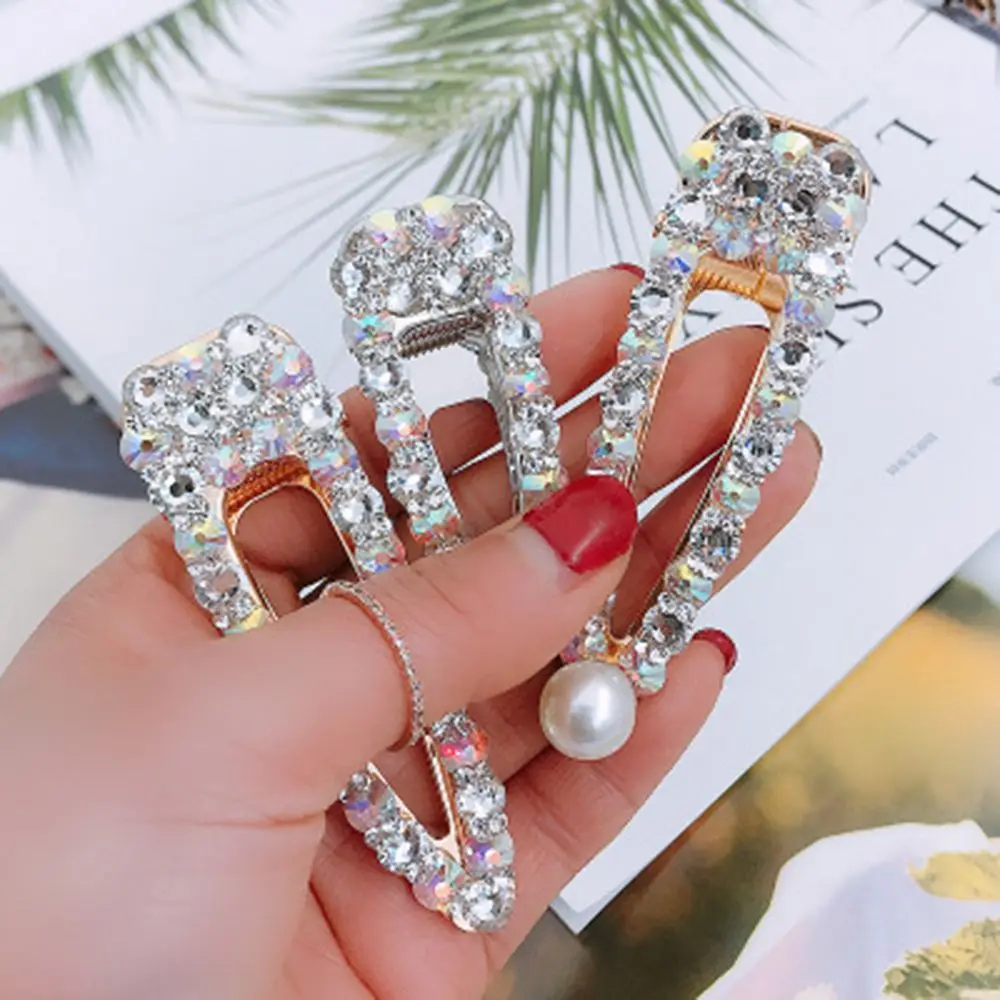 

1 PC Korea Vintage Crystal Rhinestones Flower Hairclips Hairpins Geometric Hairgrip For Women Hair Accessories New Arrive