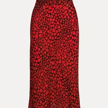 BBWM женский французский стиль Маленькая Маргаритка сердце Леопардовый принт шелк труба юбки Винтаж Шик Женская Летняя Повседневная тонкая талия юбка