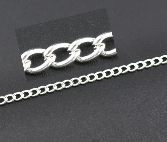 DoreenBeads 10 м Серебристые цветные звенья открытые цепи 5x3 3 мм (B09582)|curb chain|chain color10m chain |