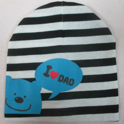 Детская шапка с надписью «I Love Mom Dad», шапка с медведем для мальчиков и девочек от 8 до 36 месяцев, Детские хлопковые вязаные шапки для малышей - Цвет: Striped DAD