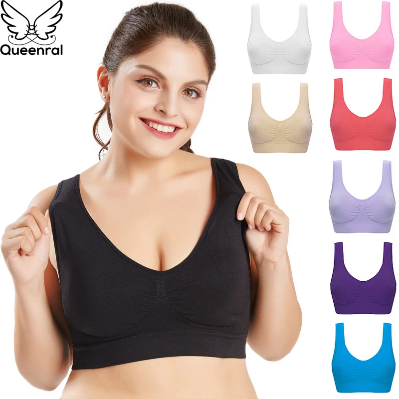  Queenral Plus Size Bras For Women Seamless Bra With Pads Big Size 5XL 6XL Bralette Push Up Brassier
