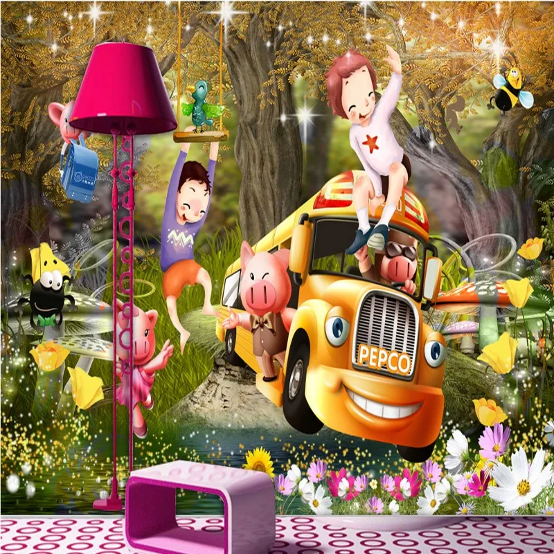

Custom photo wallpaper 3D cartoon beautiful kid room children house mural studio wallpaper custom lobby living room mural