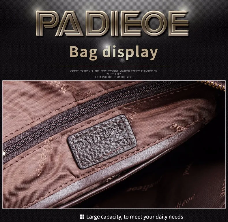 Padieoe Винтаж Для мужчин Портфели Пояса из натуральной кожи Для мужчин Курьерские сумки модные мужские Tote Сумки кожа Бизнес Для мужчин сумка