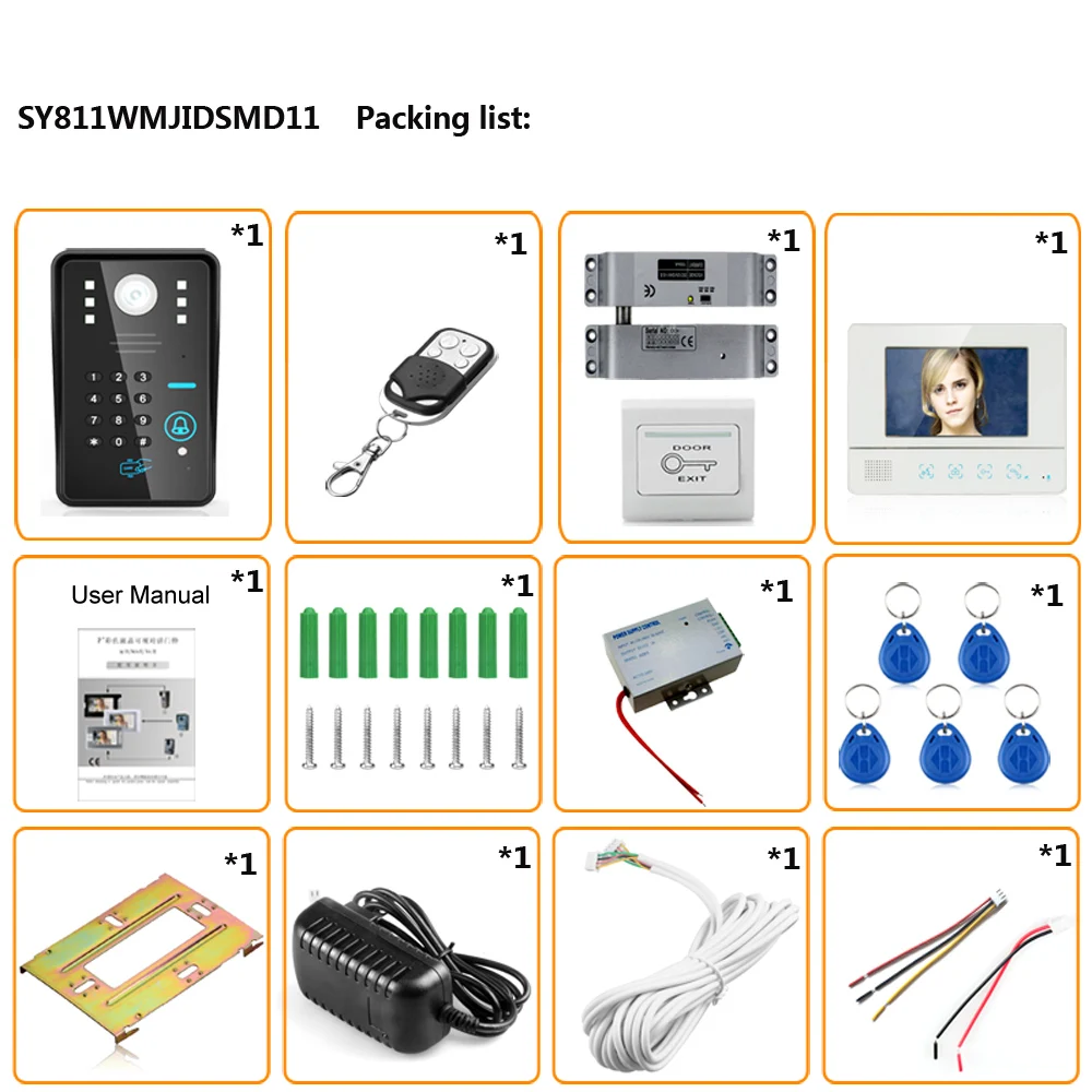7 &quotrfid wachtwoord видео deurtelefoon intercom systeem deurbel камера 1000tvl + elektrische drop bolt lock|Видеодомофон| |