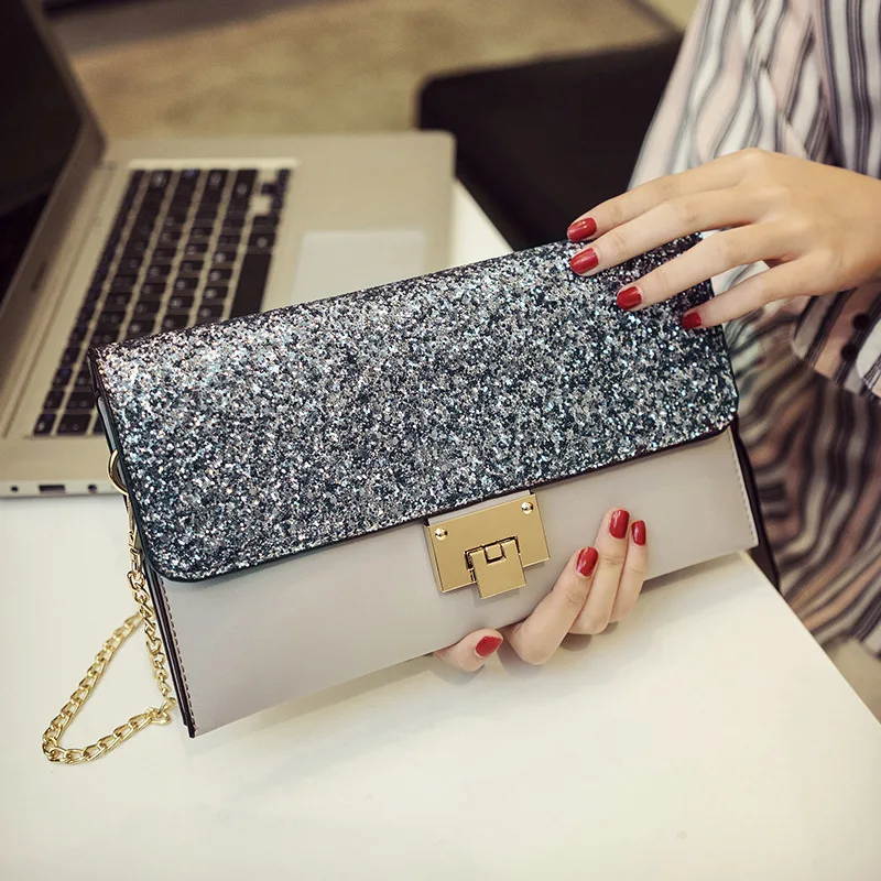 

Hand take packets shoulder Lady Oblique Cross bag 2018 new package Sequins Korean version personality grab Dinner Bag